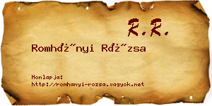 Romhányi Rózsa névjegykártya
